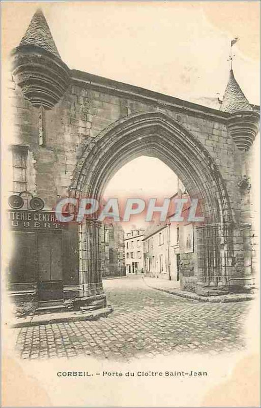 Postcard Old Corbeil Gate Cloitre Saint Jean (map 1900)