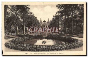 Old Postcard Monte Carlo Gardens and Casino