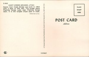 Cart Creek Bridge Utah Postcard PC475