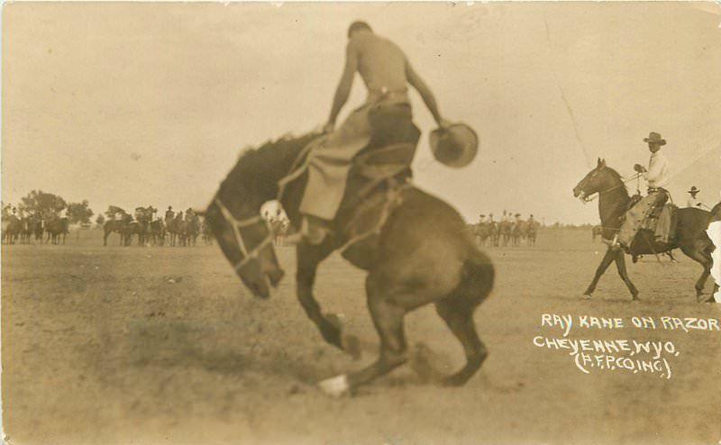 1920s Cheyenne Wyoming Western Cowboy Rodeo Rider RPPC real photo 2650