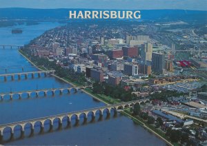Aerial View Harrisburg PA, Pennsylvania - Bridges over Susquehanna River