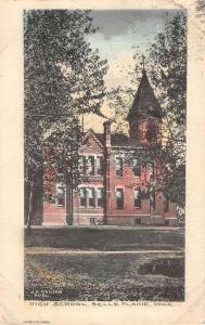 Belle Plaine Iowa High School Street View Antique Postcard K93901