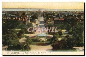 Old Postcard Le Havre The Public Garden and the Paris Street