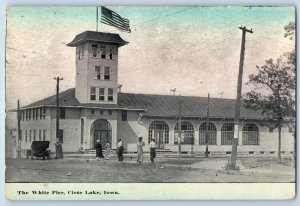 Clear Lake Iowa IA Postcard The White Pier Building Exterior View 1915 Vintage