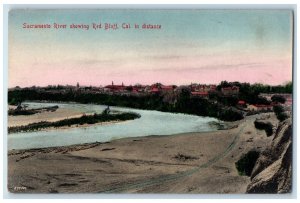 View Of Sacramento River Showing Red Bluff California CA Vintage Postcard 