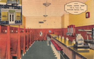 Colorado Springs Colorado Diana Coffee Shop Shop Interior Vintage Postcard U785