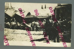 Gladbrook IOWA RPPC '10 TRAIN WRECK Rock Island Railroad RI RR nr Marshalltown 3