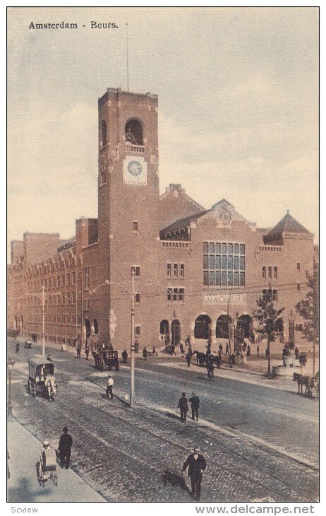 AMSTERDAM, Noord-Holland, Netherlands, 1900-1910's; Beurs, Horse Carriages