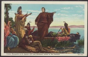 Father Marquette in St Ignace Postcard