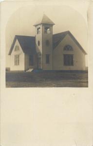 c1910 RPPC Postcard; Small Church on the Prairie with Belltower, Unknown US