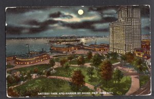 NEW YORK CITY Battery Park and Harbor by Night Manhattan Island ~ DB