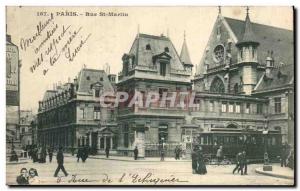 Old Postcard Paris Rue St Martin Tramway