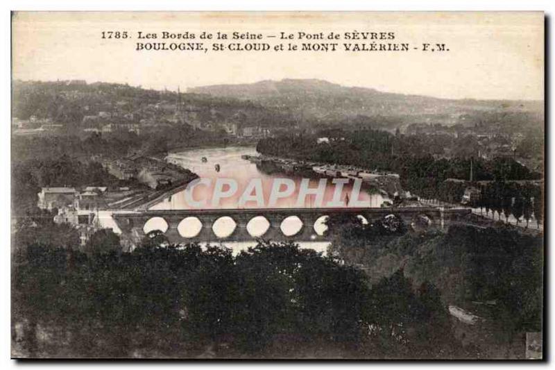 Old Postcard The Banks of the Seine Pont de Sevres Boulogne St Cloud and Mont...