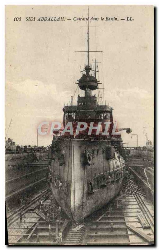 Old Postcard Boat War Sidi Abdallah Breastplate in the basin