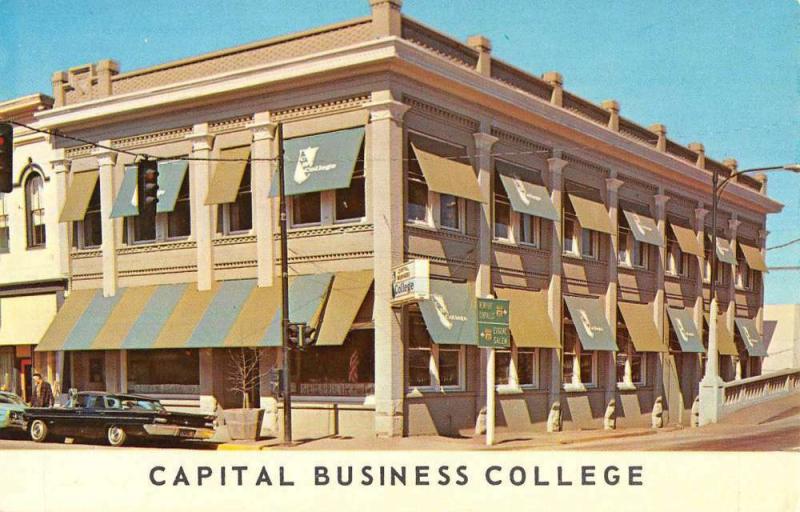 Albany Oregon Business School College Street View Vintage Postcard K57473