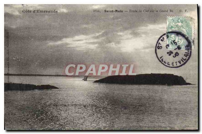 Postcard Old Emerald Coast Saint Malo Sky Study on the Grand Be