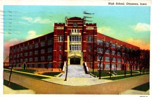 USA High School Ottumwa Iowa Linen Postcard 09.84