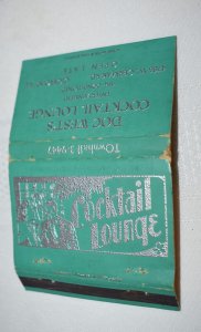 Doc West's Cocktail Lounge Cicero Illinois Oversize Front Strike Matchbook Cover