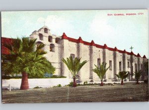 c1910 Exterior View Of San Gabriel Mission Los Angeles County Postcard