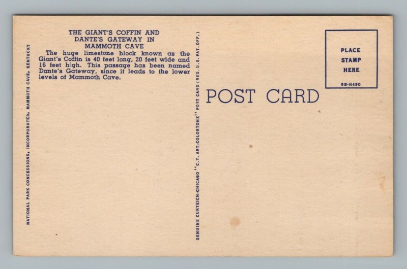 Mammoth Cave Giant's Coffin Dante's Gateway Kentucky Postcard