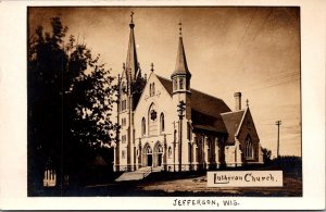 RPPC View of Lutheran Church, Jefferson WI Vintage Postcard V63