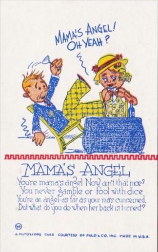 Humour Mutoscope Card Mama's Angel