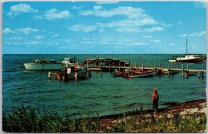 1960's Long Island New York Boating Paradise Bays & Small Dock Posted Postcard