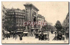 Old Postcard Paris Gate and the Boulevard Saint Denis