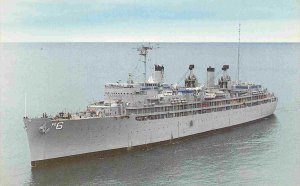 USS Ajax AR-6 Repair Ship US Navy Ship chrome postcard