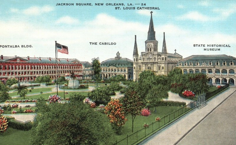 Vintage Postcard 1930's View of Jackson Square New Orleans Louisiana LA