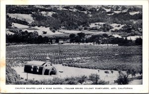 Vtg Asti CA El Carmelo Chapel Church Italian Swiss Colony Vineyards Postcard