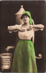 Victorian Woman Coloured Vintage RPPC C041