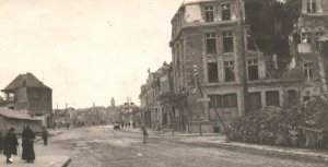 WWI 1914 RPPC Postcard Military World War Street City Center Bombing Site Rare