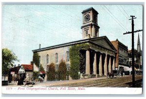 1908 First Congregational Church Building Fall River Massachusetts MA Postcard