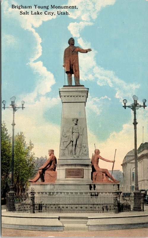 Brigham Young Monument Statue Salt Lake City UT Utah VTG Postcard UNP Unused 