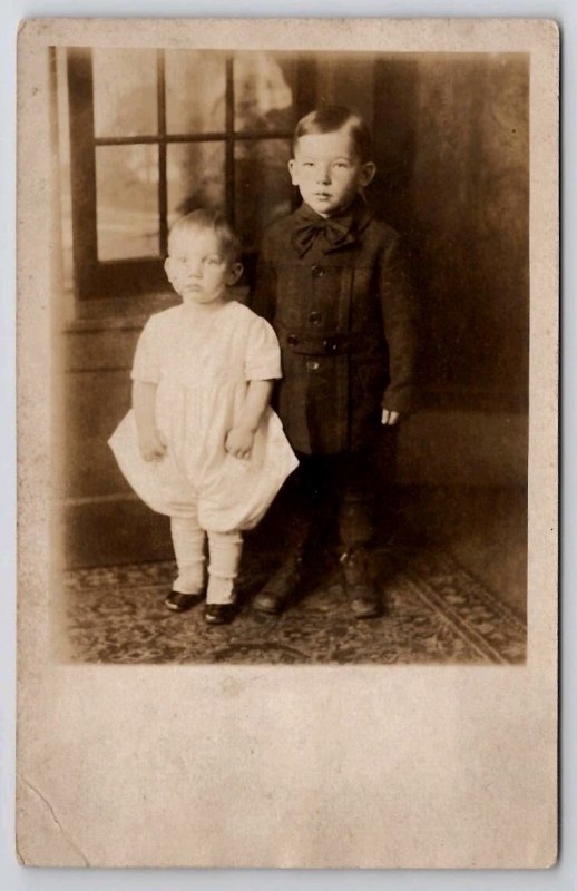 RPPC Darling Edwardian Children Studio Portrait Real Photo Postcard J37