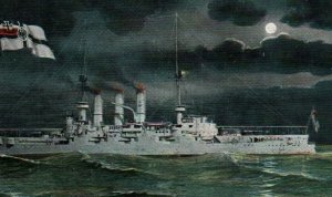 SMS Deutschland German Imperial Navy Battleship - WWI c1910s Vintage Postcard