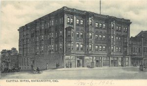 c1905 Sacramento California Capital Hotel undivided occupation Postcard 26-148