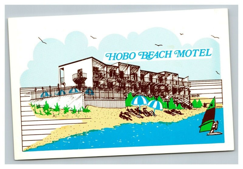 Vintage 1960's Postcard The Hobo Beach Motel Clayton St Rehoboth Beach Delaware 
