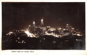 J34/ Tulsa Oklahoma RPPC Postcard c1930s Night View Buildings 33