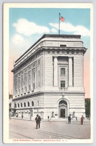 Pedestrians @ New Masonic Temple Bldg Washington DC~Colorchrome Vintage Postcard