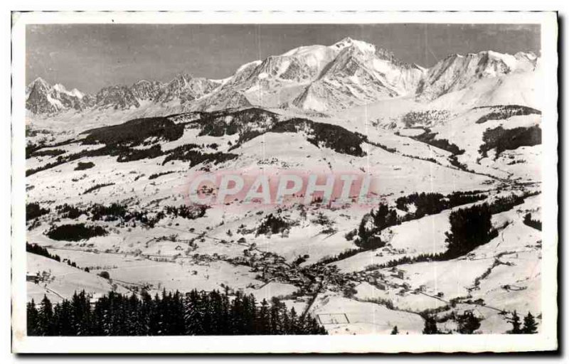 Old Postcard Megeve winter resort and Mount White
