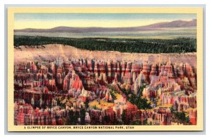 View in Bryce Canyon National Park Utah UT  UNP Linen Postcard Y10