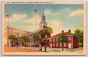 Vintage Postcard Independence Hall Bldg. Chestnut St. Philadelphia Pennsylvania