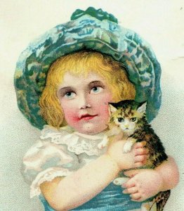 1880's Geo. H. Bernhard Rival Ranges & Heaters Adorable Child & Cat Kitten P175