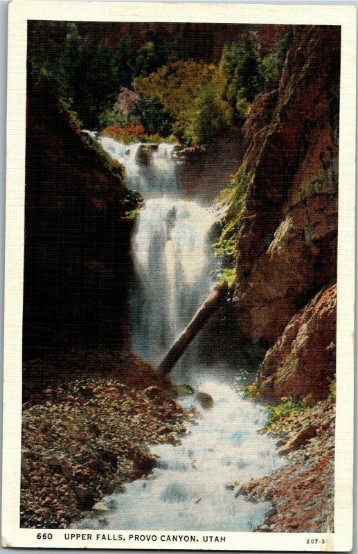 Upper Falls, Provo Canyon UT Vintage Postcard B30