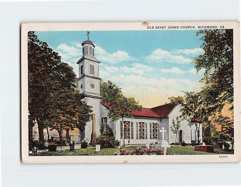 Postcard Old Saint Johns Church Richmond Virginia USA