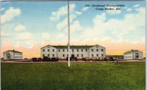 CAMP RUCKER, AL Alabama   DIVISIONAL HEADQUARTERS  1943 Linen  Postcard