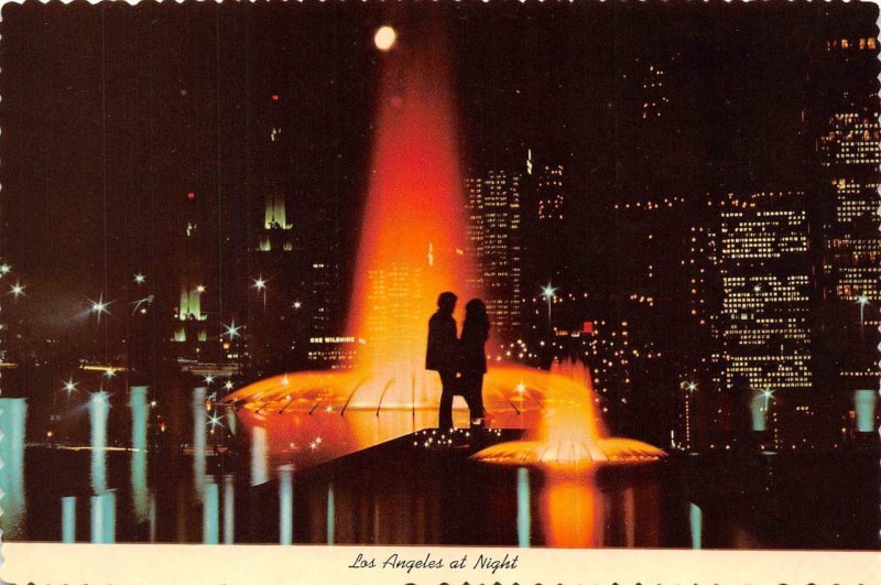 Los Angeles CA California ROMANTIC COUPLE Night~Civic Center Lights 4X6 Postcard