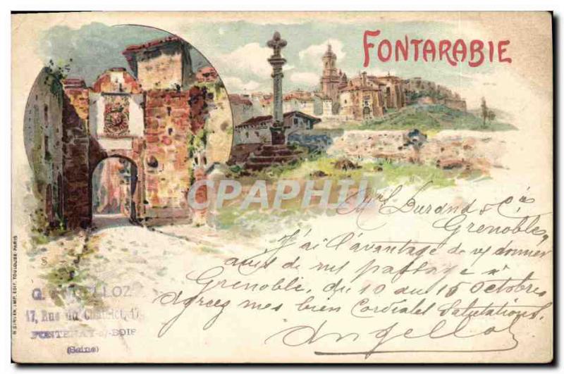 Old Postcard Illustration Hondarribia Insurance Company Winterthur Switzerland